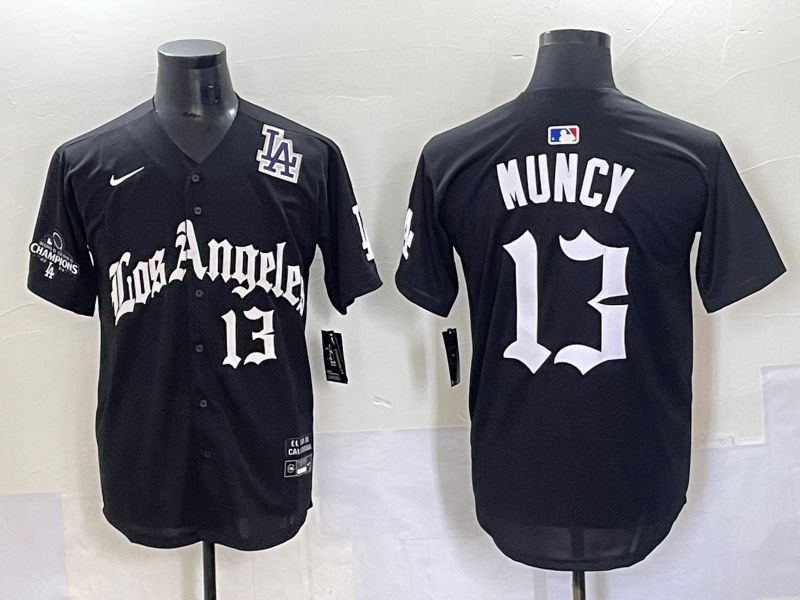 Men 2025 Los Angeles Dodgers #13 Muncy Black Five generations Joint Name Nike MLB Jersey style 7->new york yankees->MLB Jersey